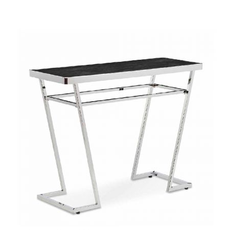 Die Eisenfüße werden durch schräge Füße gestützt, die je nach Plattenlänge und Gesamthöhe des Konsolentisches angepasst werden können.